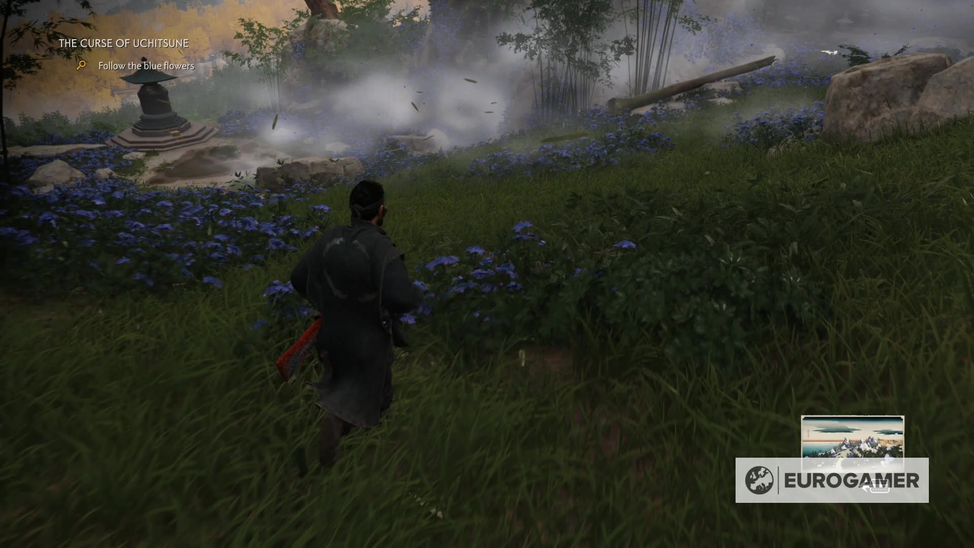 Ghost of Tsushima The Curse of Uchitsune quest Blue flower locations